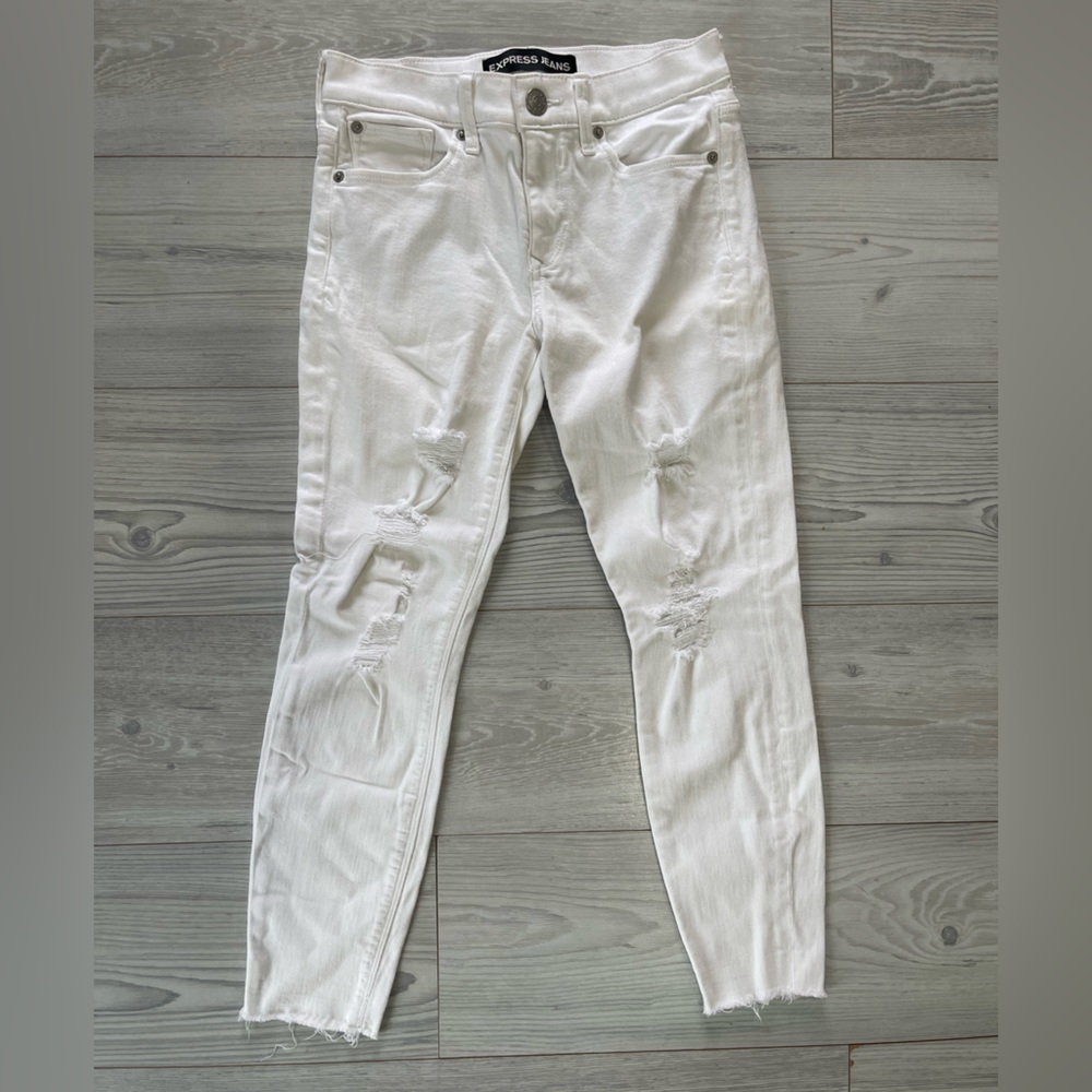 Express Distressed Mid-Rise Jean Legging